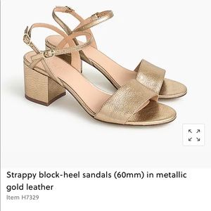 J.Crew Gold Metallic Block Heel Sandal